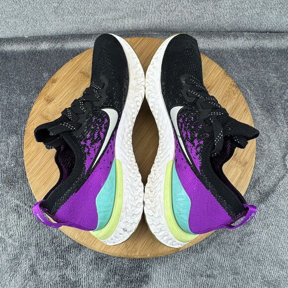 Nike Epic React Flyknit 2 Shoes Youth Size 5Y Black Purple Running Sneakers - Picture 6 of 9